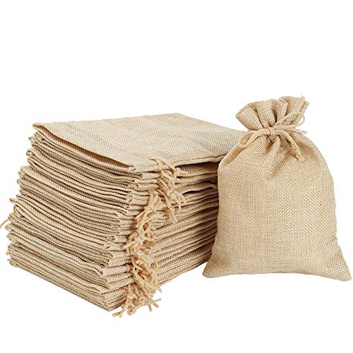 Burlap Bags 5 x 4 Inch with Drawstring -Natural Linen Bag Gift Bags Jewelry Sacks Strong Small Jute Bag for Festivals, DIY Craft, Present, Party Favors, Snacks, Jewelry and Anniversaries