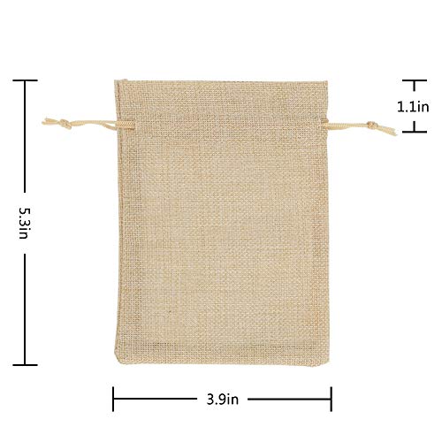 Burlap Bags 5 x 4 Inch with Drawstring -Natural Linen Bag Gift Bags Jewelry Sacks Strong Small Jute Bag for Festivals, DIY Craft, Present, Party Favors, Snacks, Jewelry and Anniversaries