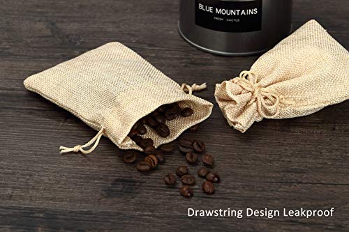 Burlap Bags 5 x 4 Inch with Drawstring -Natural Linen Bag Gift Bags Jewelry Sacks Strong Small Jute Bag for Festivals, DIY Craft, Present, Party Favors, Snacks, Jewelry and Anniversaries