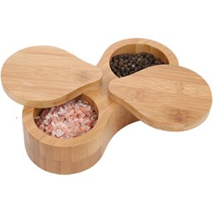 lily's home double round bamboo container, spices storage jar, salt and pepper wooden box
