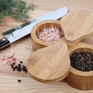 Lily's Home Double Round Bamboo Container, Spices Storage Jar, Salt and Pepper Wooden Box