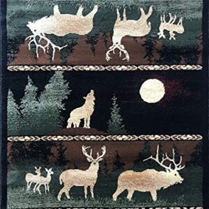 Carpet King Cabin Style Area Rug Country Lodge Elk Deer Wildlife Design 382 (7 Feet 7 Inch X 10 Feet 6 Inch)