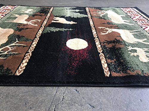 Carpet King Cabin Style Area Rug Country Lodge Elk Deer Wildlife Design 382 (7 Feet 7 Inch X 10 Feet 6 Inch)