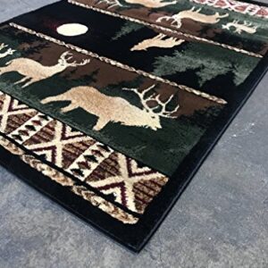 Carpet King Cabin Style Area Rug Country Lodge Elk Deer Wildlife Design 382 (7 Feet 7 Inch X 10 Feet 6 Inch)