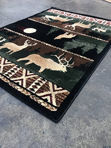 Carpet King Cabin Style Area Rug Country Lodge Elk Deer Wildlife Design 382 (7 Feet 7 Inch X 10 Feet 6 Inch)