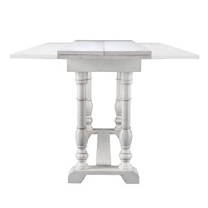 Convertible Dining Table - Expandable Wood Top Seats 2 to 6 - Double Pedestal Base