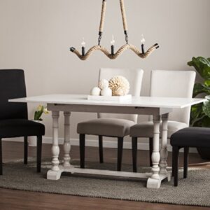 Convertible Dining Table - Expandable Wood Top Seats 2 to 6 - Double Pedestal Base