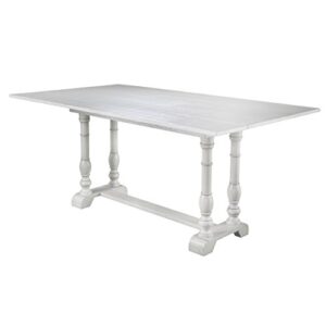 Convertible Dining Table - Expandable Wood Top Seats 2 to 6 - Double Pedestal Base