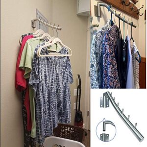 Sunmall 12.6" Folding Wall Mounted Clothes Hanger Rack, Garment Hook Stainless Steel with Swing Arm Holder Clothing Hanging System Closet Storage Organizer for Bedrooms Bathrooms Laundry Room (2Pacck)