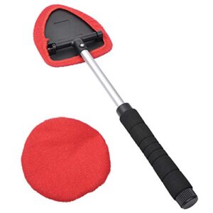 autoec windshield cleaning tool, car window cleaner with extendable handle, windshield cleaner for car home office use, 2 washable reusable microfiber bonnets, car exterior accessories