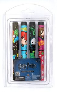 harry potter 4 pack ball pen set a, multicolor, 1", includes 4 pens in a plastic clamshell packaging