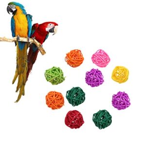 POPETPOP 10Pcs Willow Branch Ball Rattan Balls Bird Parrot Chew Toys Bird Cage Hanging Ornament for Small Animals (Random Color)