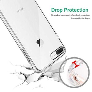 TENOC Phone Case Compatible for iPhone 8 Plus and iPhone 7 Plus, Clear Cases Cute Slim Transparent Soft TPU Cover Full Protective Bumper 5.5 Inch