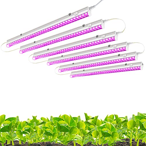 Monios-L [6-Pack] LED Grow Light Strips for Plants 2FT, 60W (6 x 10W) t5 High Output Integrated Fixture Extendable 24 Inches Grow Lights for Greenhouse, Plant Grow Shelf, Easy Installation