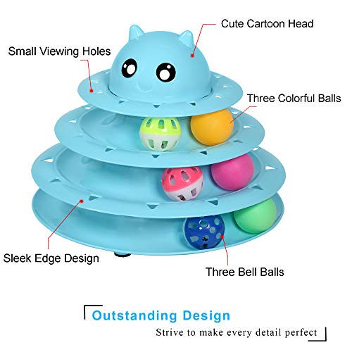 UPSKY Cat Toy Roller 3-Level Turntable Cat Toys Balls with Six Colorful Balls Interactive Kitten Fun Mental Physical Exercise Puzzle Kitten Toys.