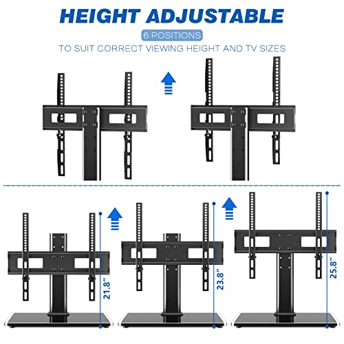 Rfiver Universal Table Top TV Stand TV Base Replacement for Most 27 30 32 39 40 42 43 49 50 55 60 Inch LCD LED Plasma Flat Screen TVs, Vesa Mount Holds up to 88 lbs, Height Adjustable