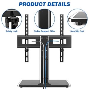 Rfiver Universal Table Top TV Stand TV Base Replacement for Most 27 30 32 39 40 42 43 49 50 55 60 Inch LCD LED Plasma Flat Screen TVs, Vesa Mount Holds up to 88 lbs, Height Adjustable