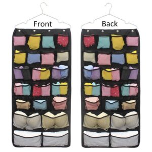 geboor oxford hanging closet organizer for underwear, stocking, bra and sock, dual-sided space saving storage holder with 42 pockets