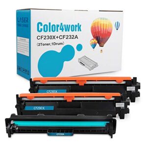 color4work compatible toner and drum replacement for hp 32a cf232a toner drum 1-pack and hp 30x cf230x toner cartridge 2-pack for laserjet pro m203dw m203d m203dn m227fdw m227fdn printer