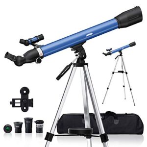 aomekie telescope for adults astronomy beginners 700mm focal length 234x magnification travel scope refractor telescopes with adjustable tripod 10x phone adapter erect finderscope and carrying bag