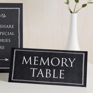 ANGEL & DOVE Funeral Table Sign Set: 'Memory Table' & 'Share Your Special Memories' - Ideal for Funeral Condolence Book, Memorial, Celebration of Life