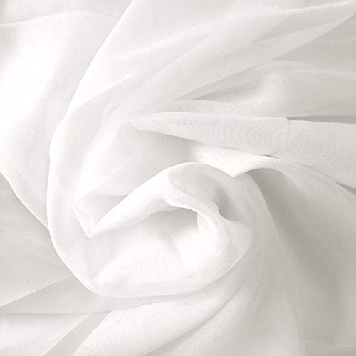 "AK TRADING CO. 120" Wide (10ft Wide) X 120 Yards Roll - Sheer Voile Chiffon Fabric - Perfect for Draping Panels and Masking for Weddings, Parties & Events, Tent Draping - White"