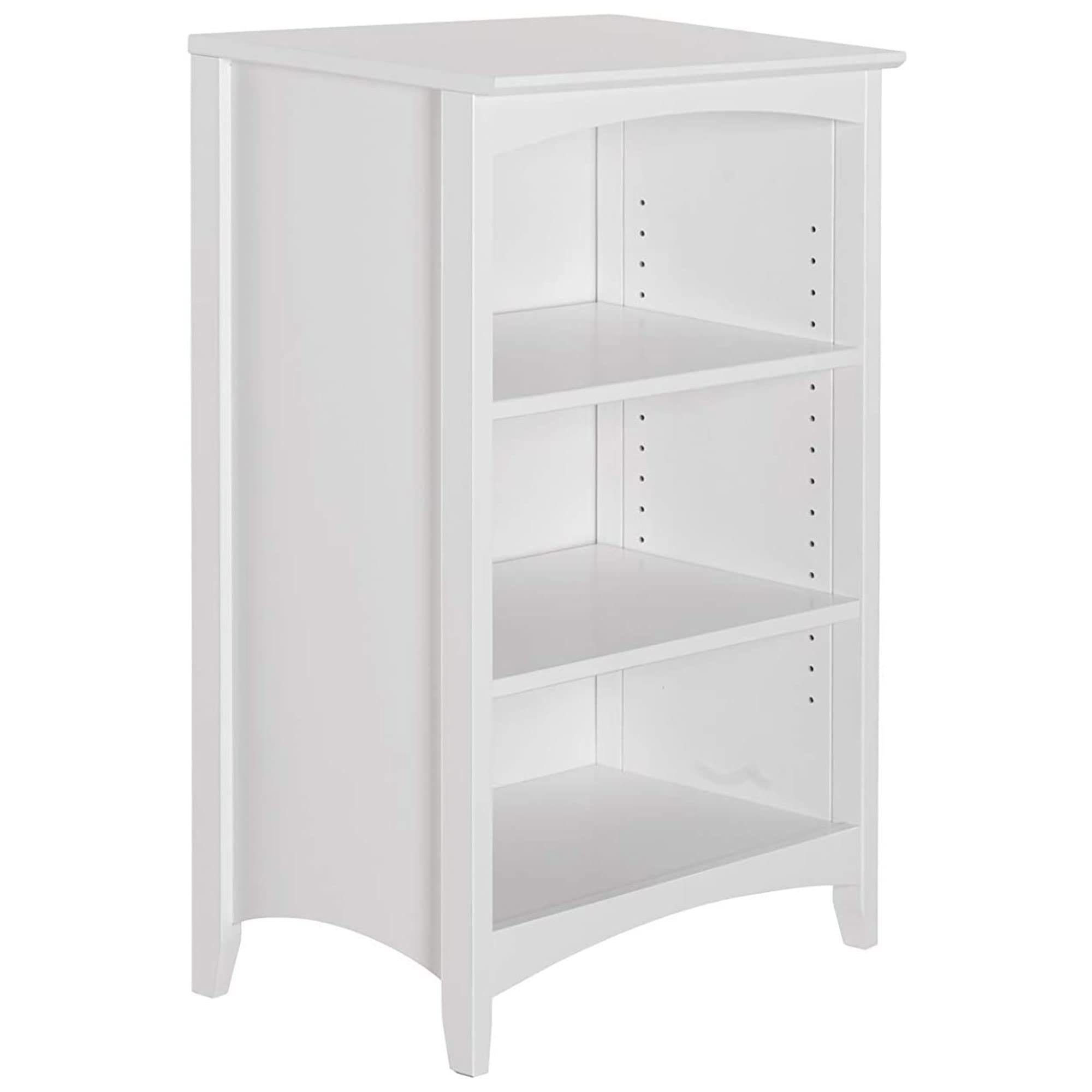 Shaker Style 3 Shelf Bookcase / Solid Wood / 36" High / Adjustable Shelving / Closed Back / Display Bookshelf for Living Room, Bedroom, Home and Office, White