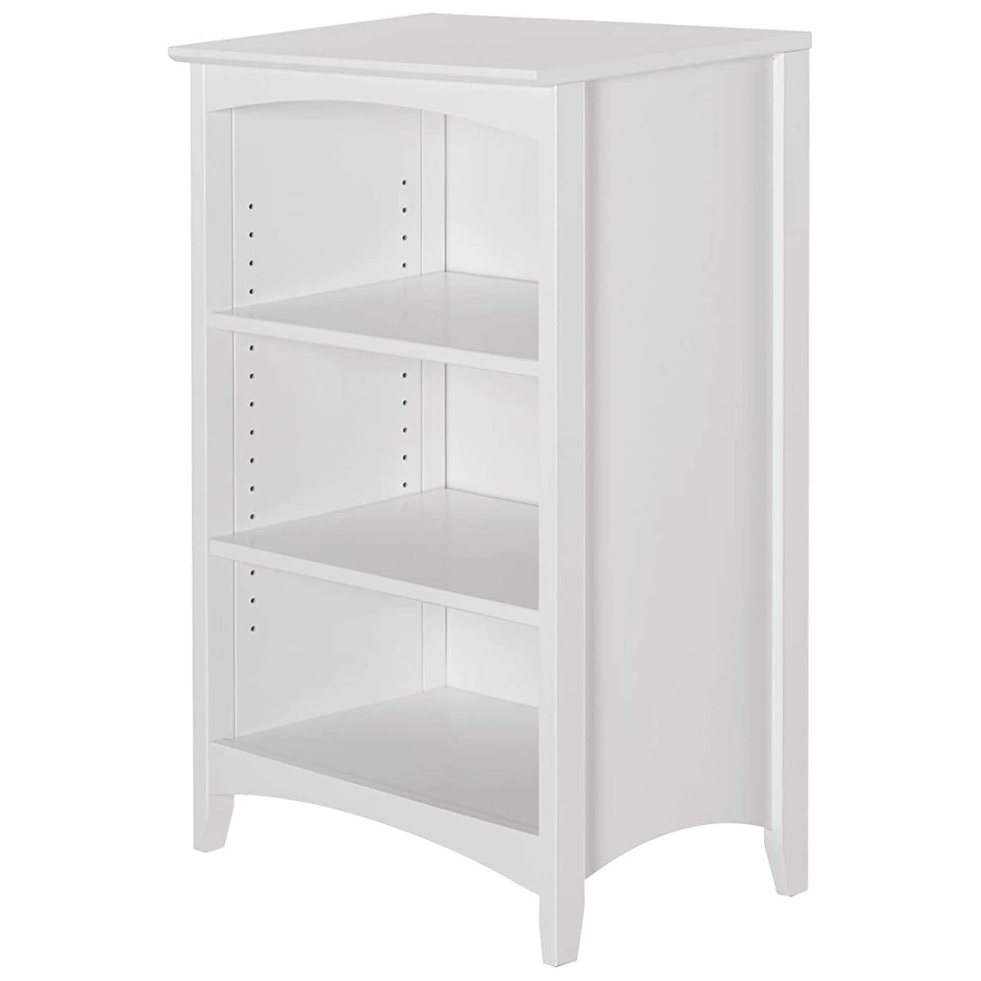 Shaker Style 3 Shelf Bookcase / Solid Wood / 36" High / Adjustable Shelving / Closed Back / Display Bookshelf for Living Room, Bedroom, Home and Office, White