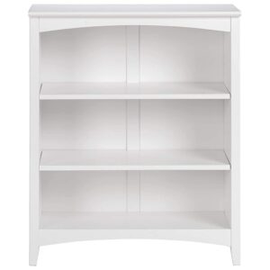 Shaker Style 3 Shelf Bookcase / Solid Wood / 36" High / Adjustable Shelving / Closed Back / Display Bookshelf for Living Room, Bedroom, Home and Office, White