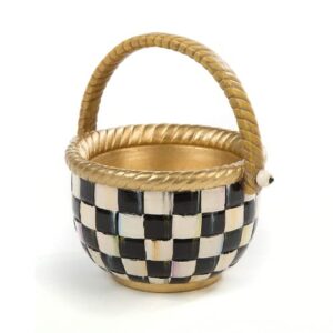 mackenzie-childs courtly check basket, small decorative basket for the home