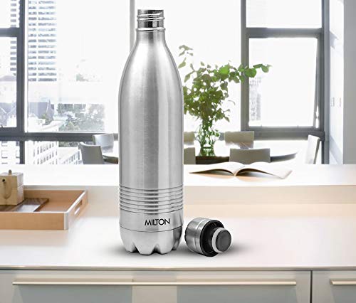 Thermosteel Duo Deluxe Insulated Water Bottle 18/8 Stainless Steel Double Walled for Hot & Cold (Stainless Steel, 34 oz (1000 ml))