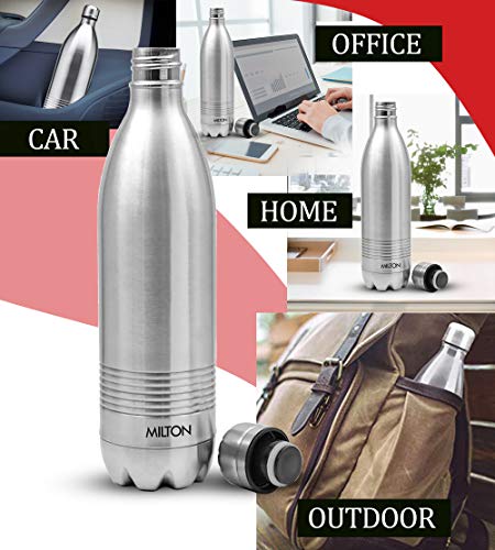 Thermosteel Duo Deluxe Insulated Water Bottle 18/8 Stainless Steel Double Walled for Hot & Cold (Stainless Steel, 34 oz (1000 ml))