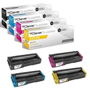 cs compatible toner cartridge replacement for ricoh c231n 406475 black 406476 cyan 406477 magenta 406478 yellow color laser aficio sp c231n aficio sp c231sf aficio sp c232dn sp c232sf 4 color set