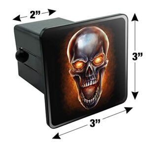 Chrome Metal Flaming Skull Tow Trailer Hitch Cover Plug Insert