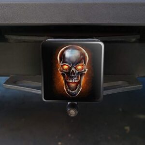 Chrome Metal Flaming Skull Tow Trailer Hitch Cover Plug Insert