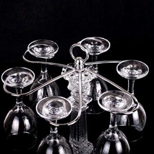 XINDAM 6 Hook Design Tabletop Glass Eiffel Tower Stemware Rack/Rotate 6 Wine Glass Storage Holder Stand Air Drying Rack