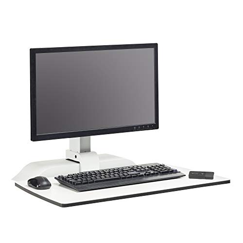 Safco Products 2192WH Soar Electric Sit/Stand Desk Converter, Single Monitor Mount, White