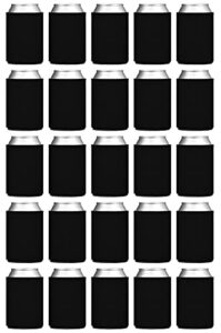 tahoebay blank beer can coolers (25-pack) plain bulk collapsible foam soda cover coolies, personalized sublimation sleeves for weddings, bachelorette parties, htv projects (black)