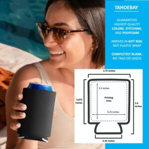 TahoeBay Blank Beer Can Coolers (25-Pack) Plain Bulk Collapsible Foam Soda Cover Coolies, Personalized Sublimation Sleeves for Weddings, Bachelorette Parties, HTV Projects (Black)