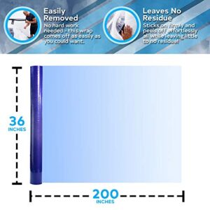 Auto Wrap Adhesive Film - 36" x 200' Roll - Made in U.S.A. Crash Wrapfilm - Easy to Apply, Strong, Durable and Puncture Resistant - Blue