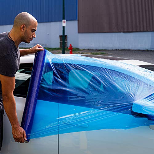 Auto Wrap Adhesive Film - 36" x 200' Roll - Made in U.S.A. Crash Wrapfilm - Easy to Apply, Strong, Durable and Puncture Resistant - Blue