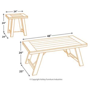 Signature Design by Ashley Noorbrook Farmhouse 3-Piece Table Set, Includes Coffee Table and 2 End Tables, Black