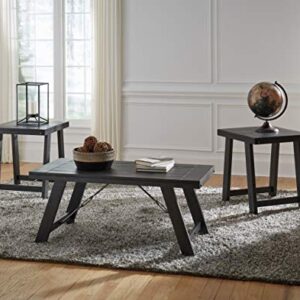 Signature Design by Ashley Noorbrook Farmhouse 3-Piece Table Set, Includes Coffee Table and 2 End Tables, Black