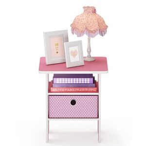 Furinno Andrey End Table / Side Table / Night Stand / Bedside Table with Bin Drawer, Pink/Light Pink