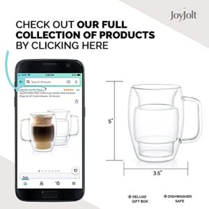 JoyJolt Cadus Glass Coffee Cups Double Wall Insulated Mugs Set of 2 Latte Glasses, 16-Ounces.