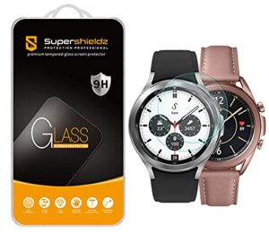 (2 pack) supershieldz designed for samsung galaxy watch 3 (41mm) / galaxy watch 4 classic (42mm) / galaxy watch (42mm) tempered glass screen protector, anti scratch, bubble free