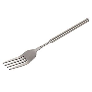 telescopic fork, bbq telescopic extendable dinner fruit dessert long handle fork stainless steel cutlery