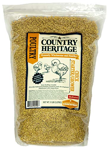 Country Heritage Medicated Baby Chick Food Starter Grower Crumbled Feed 5 Pounds