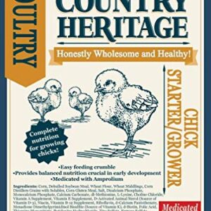 Country Heritage Medicated Baby Chick Food Starter Grower Crumbled Feed 5 Pounds