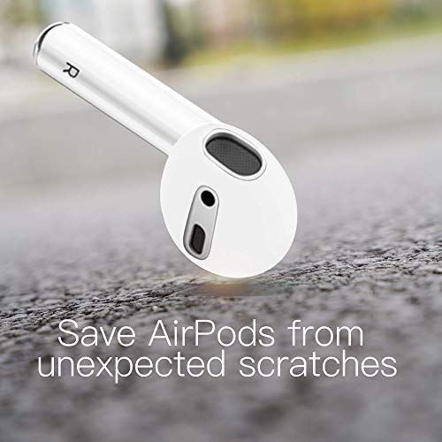 DamonLight (Fit in The case) Airpods Earpods Covers Anti-Slip Silicone Soft Sport Covers Accessories for AirPods Earbud AirPods Ear Tips 2 Pairs (White)